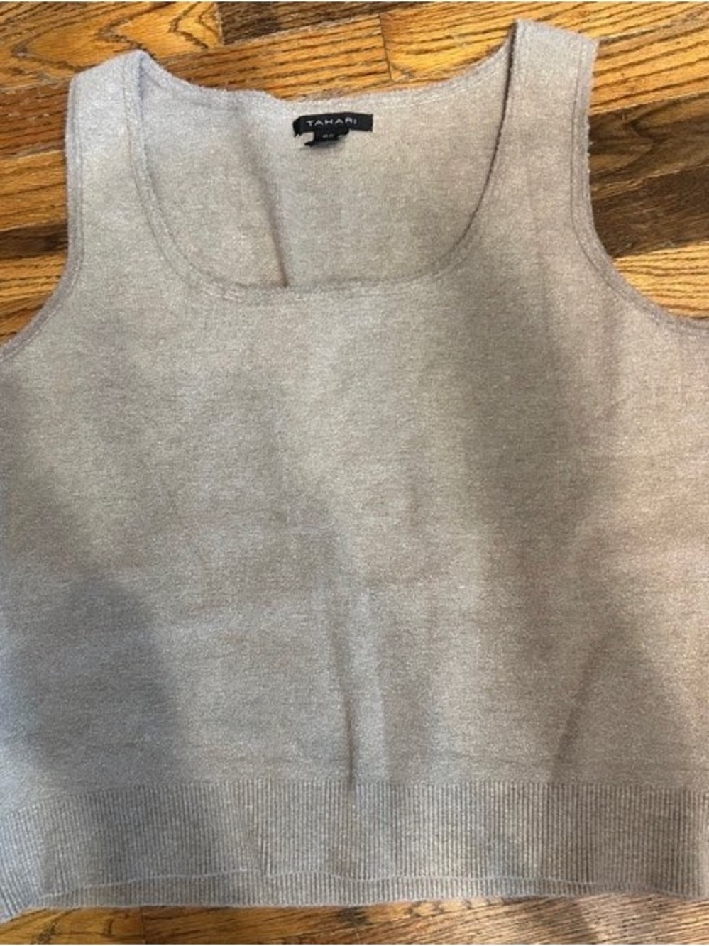 Tahari Neutral Beige Scoop Neck Cashmere-Blend Sleeveless Sweater